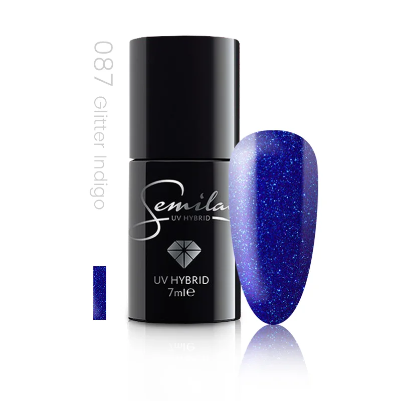 Semilac Glitter Indigo 087 Cover semi-permanent nail polish hybrid UV texture Gel