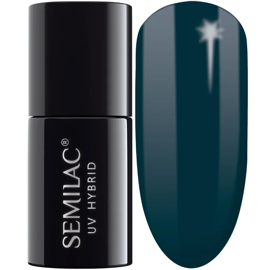 Semilac Prussian Blue 074 semi-permanent coverage, UV hybrid nail polish texture Gel