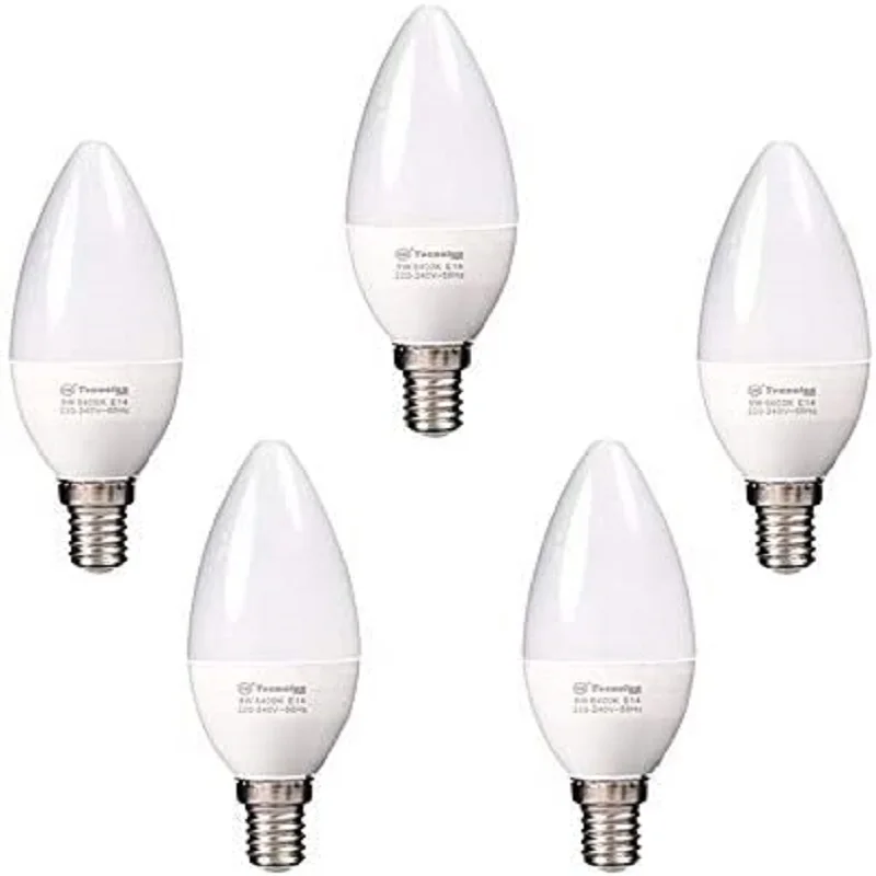 E14 candle LED bulb, 8W,C38 cool white 6400K 640lm (5-units) [energy efficiency class A +]