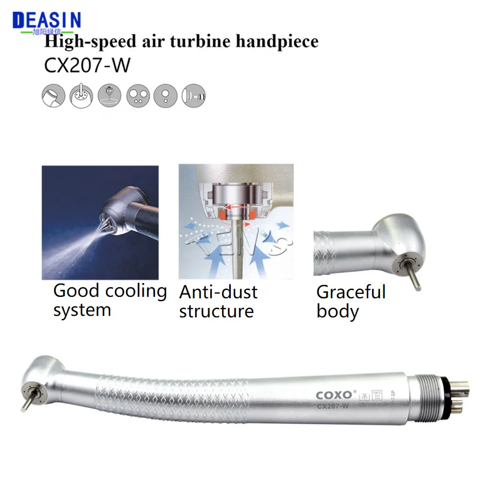 New Hight Quality COXO Original CX207-W Push Button Dental High Speed Handpiece Air Turbine 2/4 Hole