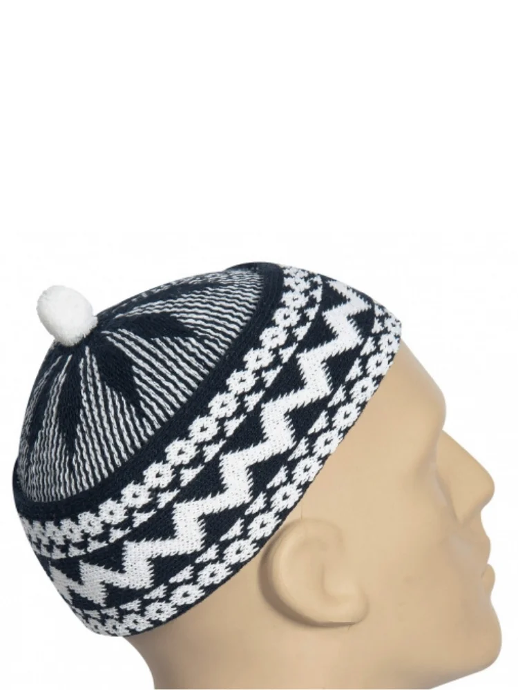 2021 Gorro Beanie Turkish Muslim Islamic Kufi Taqiya Takke Peci Skull Cap Prayer Nапаха  Hat Different and Colours Zigag POMPOM