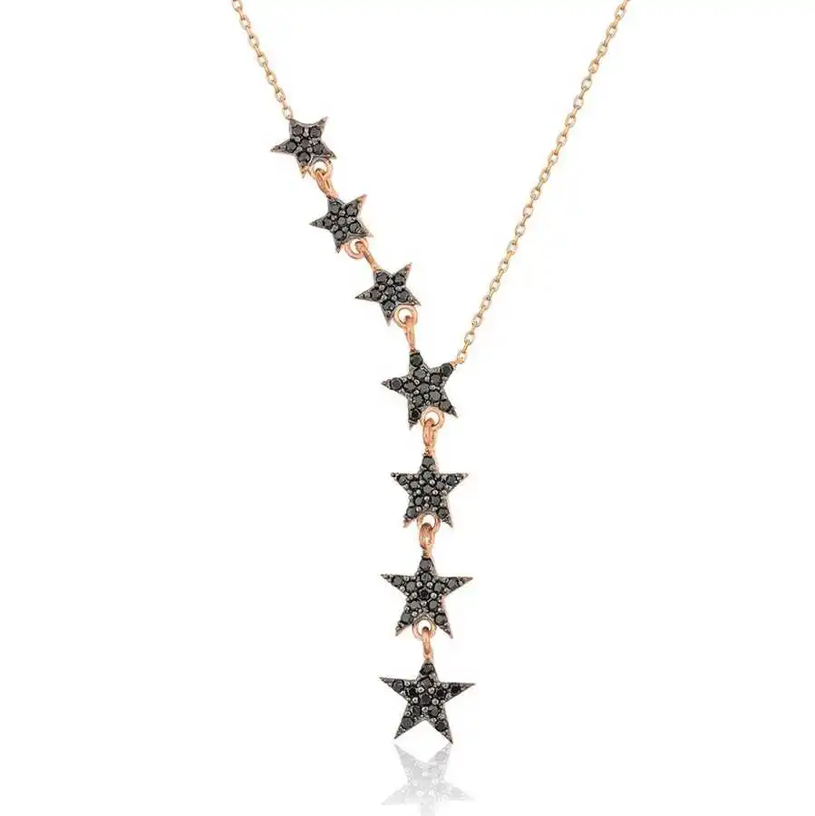 925 Sterling Silver Women Necklace Flying Stars Zircon Stone Gift Birthday Precious Pendant Stylish Chain Luxury Cool