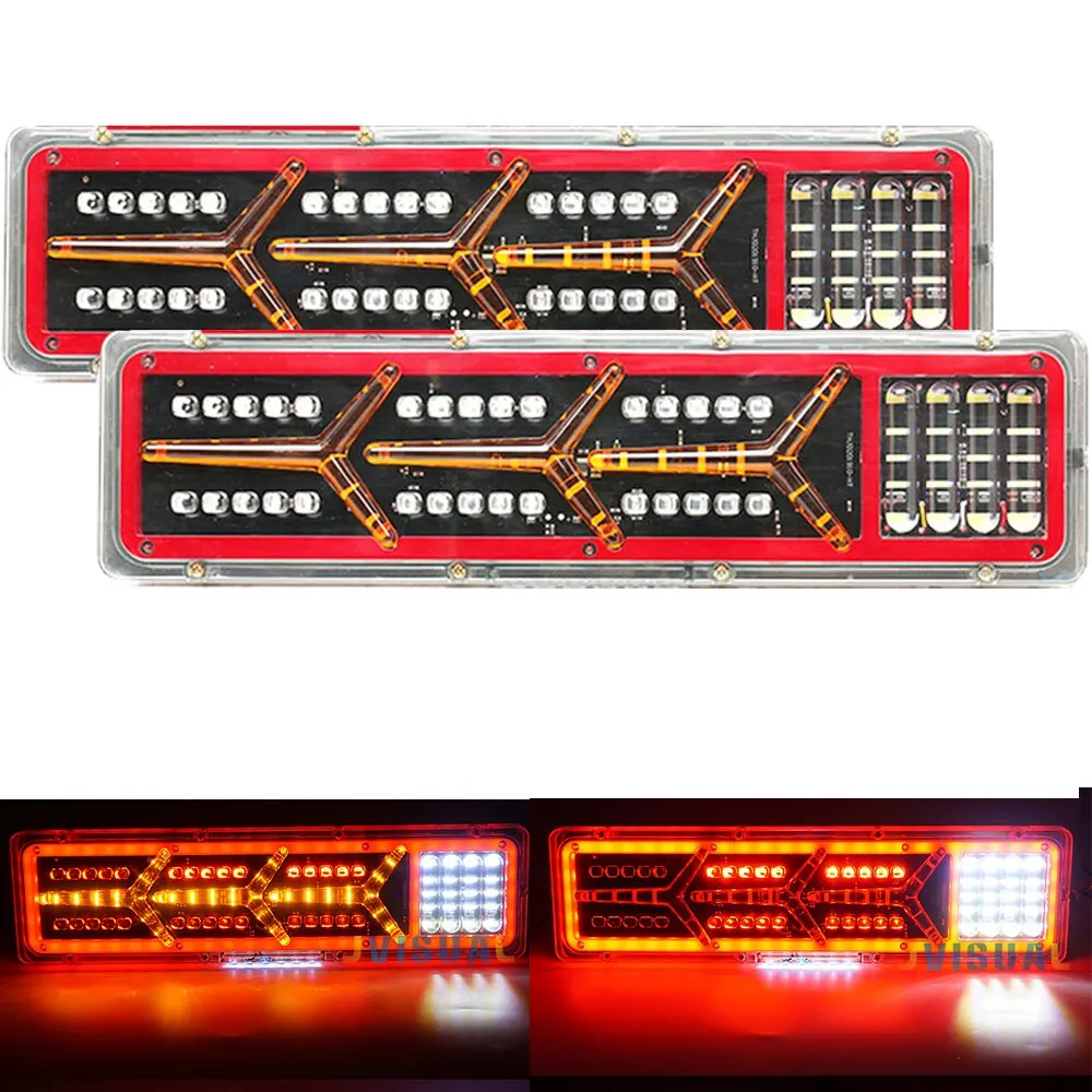 24V Truck LED Rear Tail Light trailer Warning Lights waterproof Flowing Signal Light lorry stop brake reversing traffic lamp