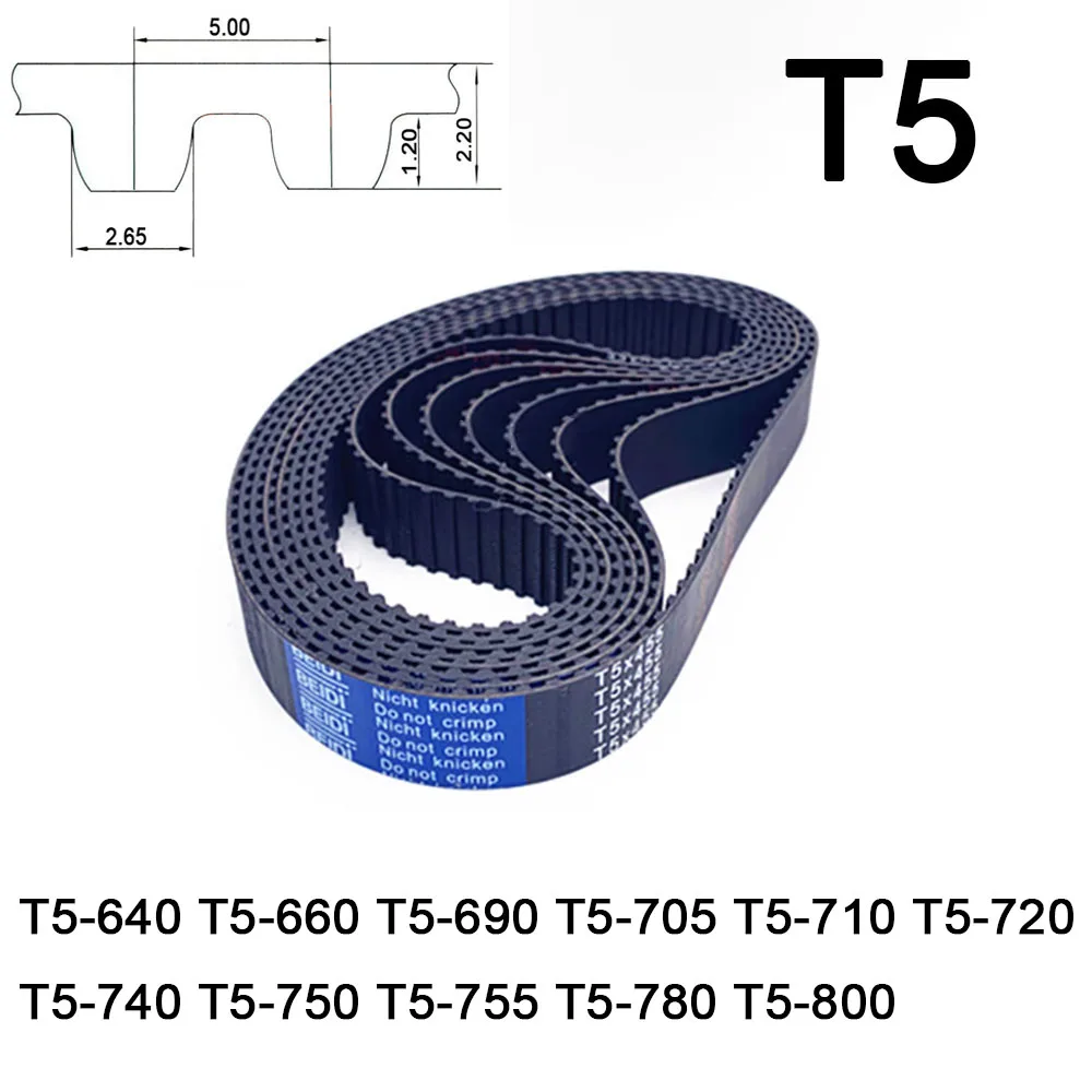 

Width 10 15 20 25mm T5 Rubber Timing Belt Pitch Length 640 660 690 705 710 720 740 750 755 780 800mm