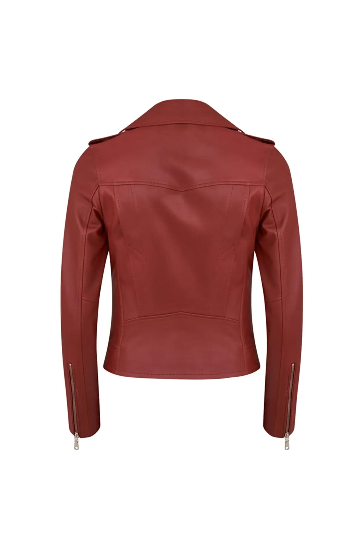 Veste de motard rouge en peau de mouton véritable pour femmes, vêtements d'automne et de printemps à la mode