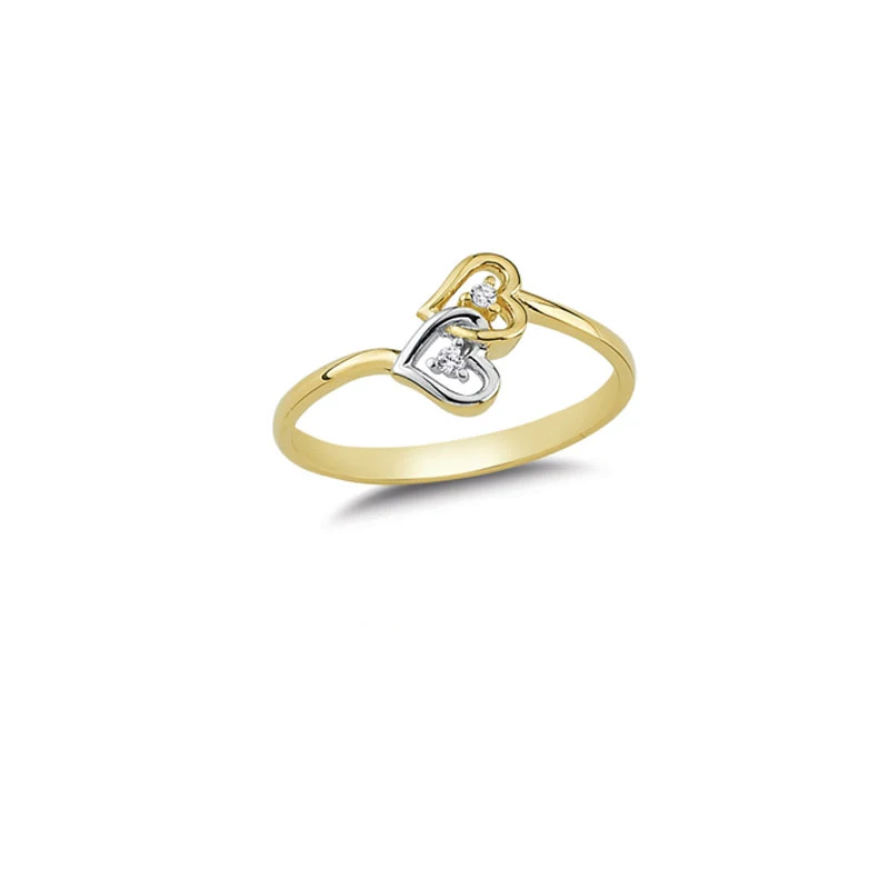 14K Solid Gold Double Love Ring for Women