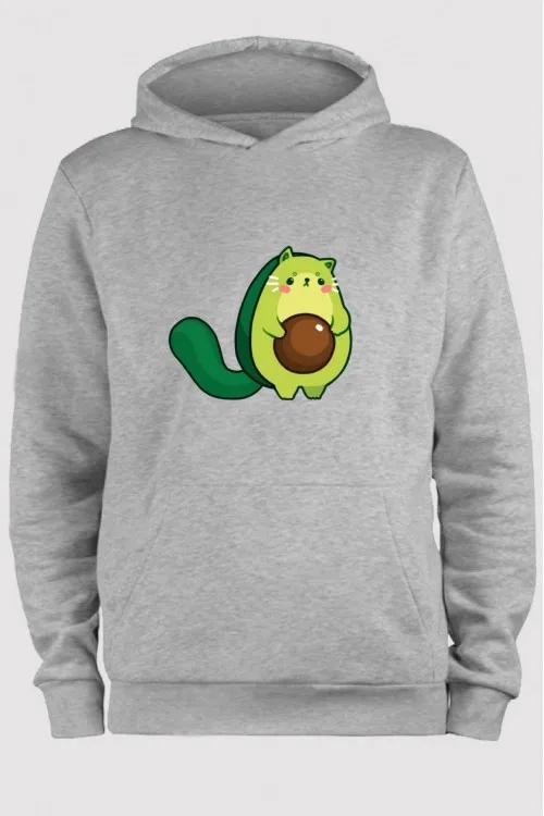 Babba Unisex Oversize Gray Avocado Hoodie Sweatshirt.