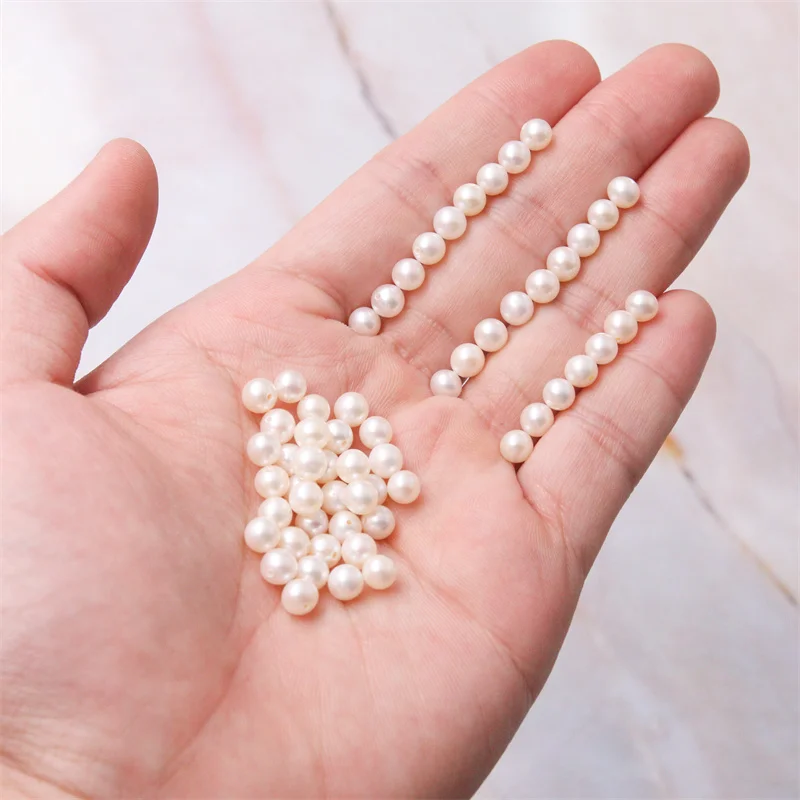 2pcs Natural Fresh Water Pearl Round Half Drilled Beads Semi Hole AAA Grade 5-5.5mm For Making Jewelry DIY Earring Craft Pendant