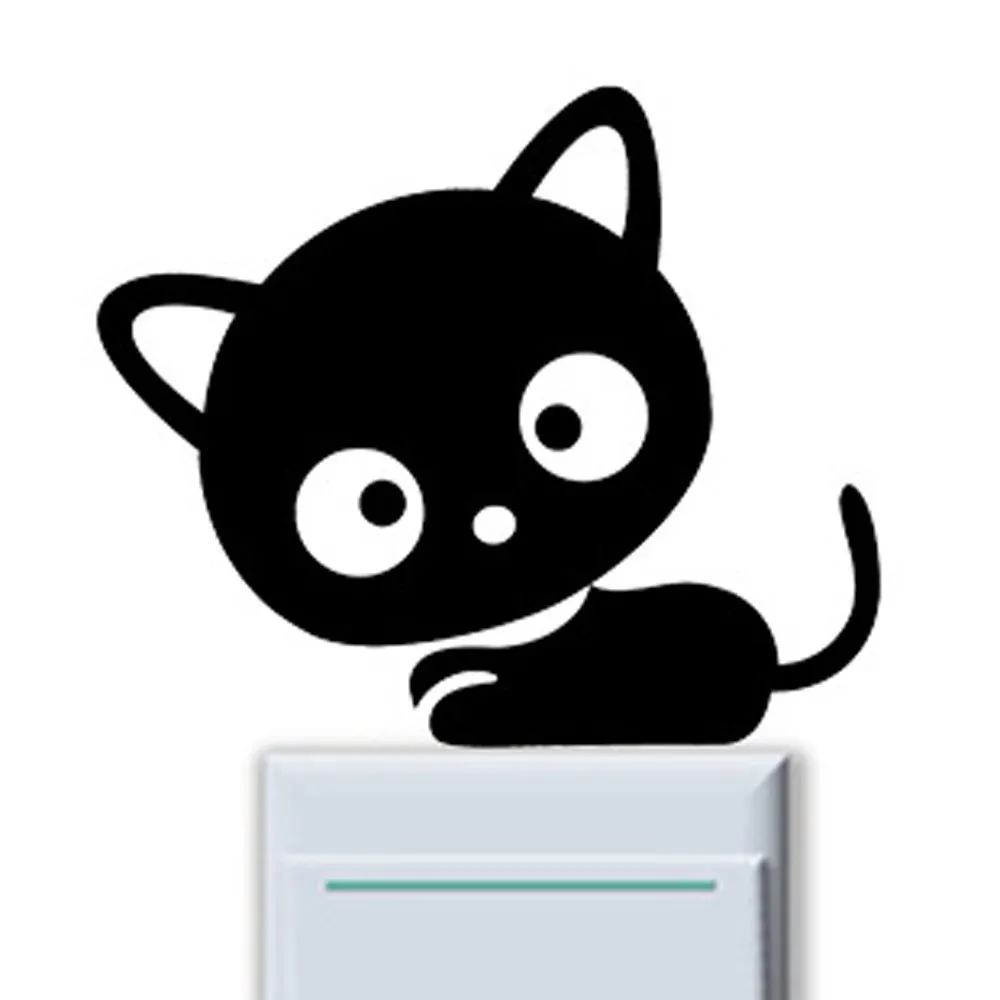 Vinyl switch light black cat. Light switch vinyl sticker decal bedroom Cat. Stickers wall stickers. Infant room baby boy girl