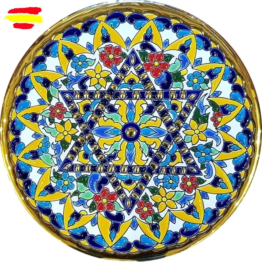 Plate Ceramic 24 cm/9,5 inch diameter - Ceramics glazed up handmade - Made in Spain - gold 24k - ARTECER - MIJAS -