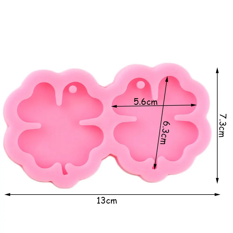 Shiny L/M/S Four Leaf Clover Earring Silicone Mold Leaves Christmas Keychain Molds Epoxy Resin Craft Jewelry Moulds Pendant