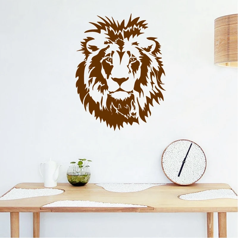 Lion Head Wall Decal Car Vinyl Wall Sticker Animal Poster Decoration For Boys Bedroom Living Room Office Home Laptop Decor