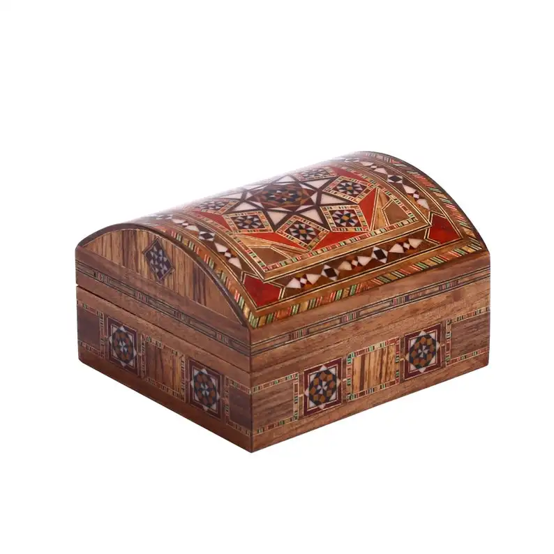 Jewelry Accesorry Organizer Handmade Natural Solid Wooden Box Domed-Shaped