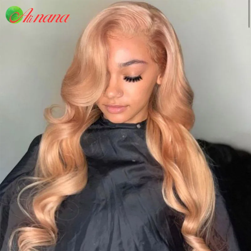 Perruque Lace Body Wave péruvienne naturelle, cheveux humains, blond miel 1B/27, 13x4, pre-plucked, avec baby hair, pour femmes africaines, 4/27