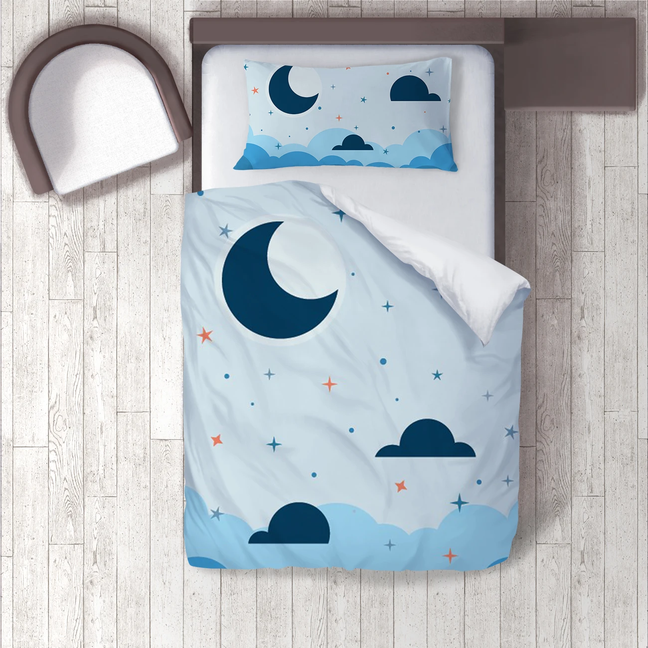 

Duvet Cover Set Bedding Set Pillow Case for Baby and Kids Room 3D Printed Dark Blue Space Moon Stars Pattern 1343