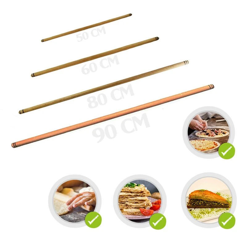 Turkish Oklava Mantı Ravioli Rolling Pins Patty Baklava Gift for Chef Woman or Man Kitchen 50CM 60CM 80CM 90CM 4PCS SET