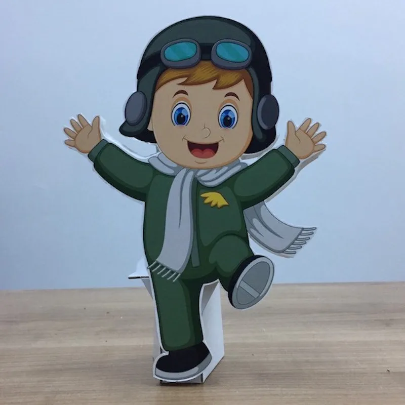 Pilot Boy Foam-board Cutout Standee with Cardboard Stand,Kids Birthday Decoration, Air Plane Little Pilot Concept Party Supplies