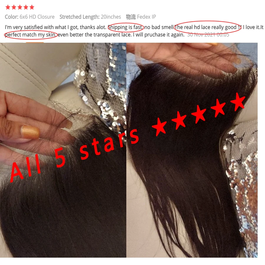 Wow Angel 7X7 6X6 5X5 HD Lace Closure Frontal Echthaar Glattes Haar Hautnahe Vorgezupfte HD Lace Closure Nur Echthaar – Detail 2
