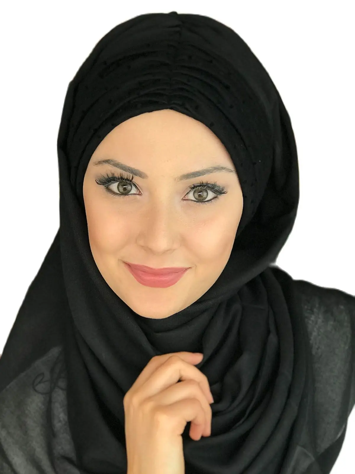 New Fashion 2021 Muslim Hijab Islamic Clothing Turban Women Hat Spring Summer Season Scarf Black Spotted Shirred Ready Shawl