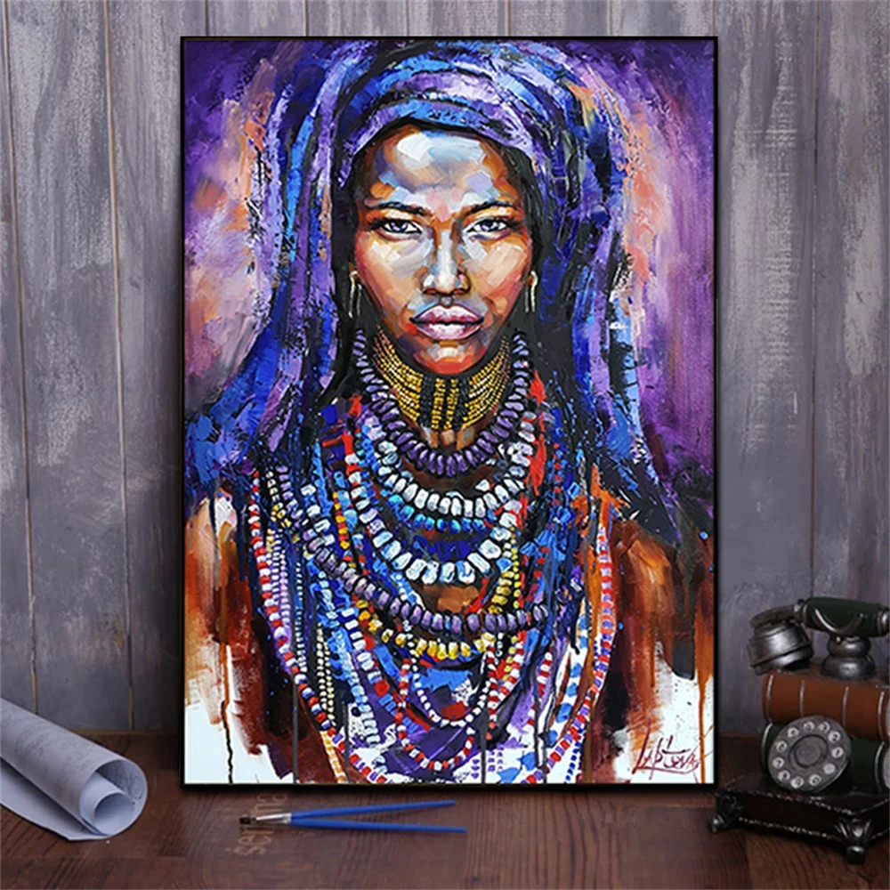 African Women With Turban Canvas Painting Wall Art Posters And Prints Pictures Home Decor Painting Suitable For Office Frameless