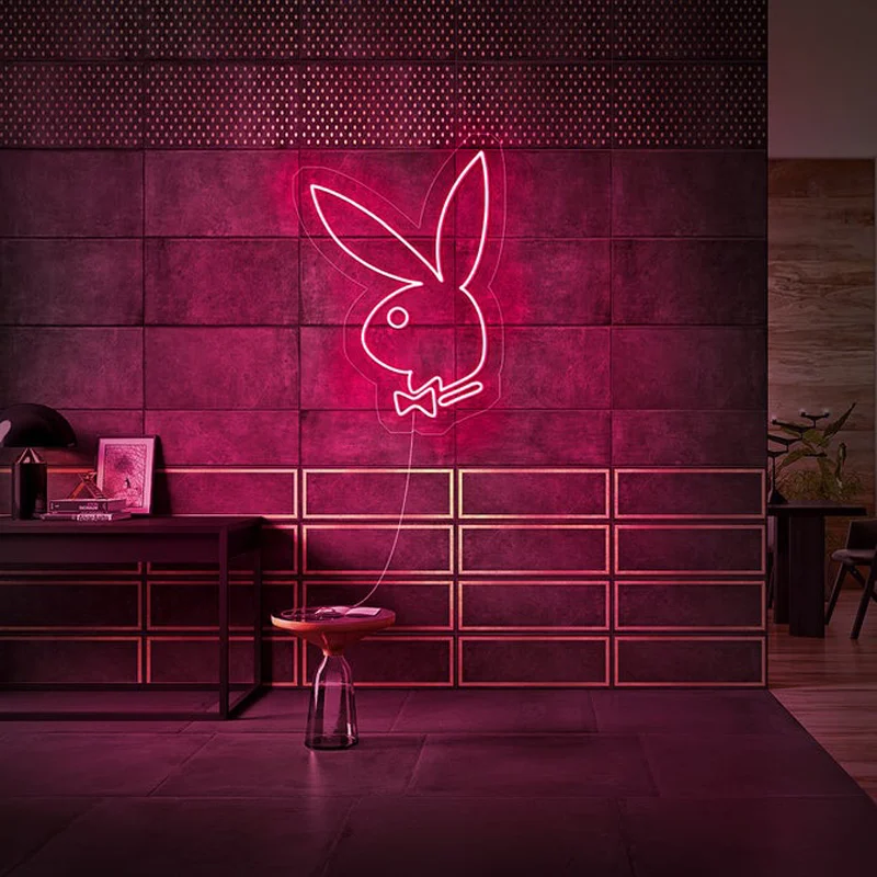 Rabbit Bunny Play Boy USB Neon Signs Wall Bar Living Room Decor Neon Neon Light Gift For Friend