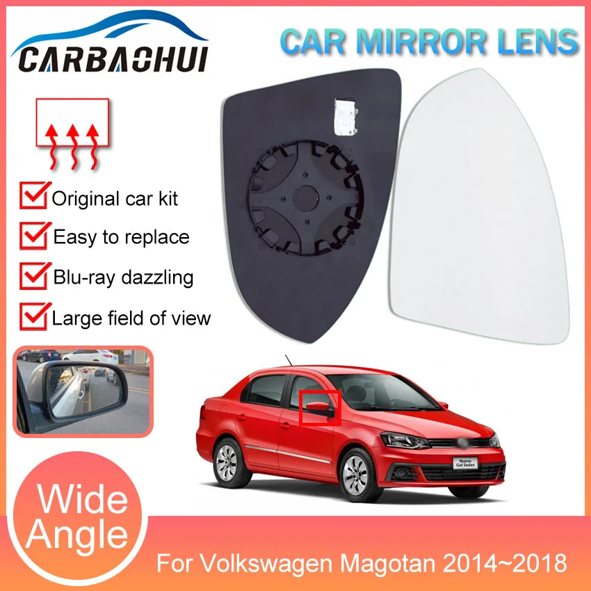 Car Heated Wing Rearview Mirror Glass White Lens Convex Mirror Glass with Base Exterior Parts For Volkswagen Magotan 2014~2018