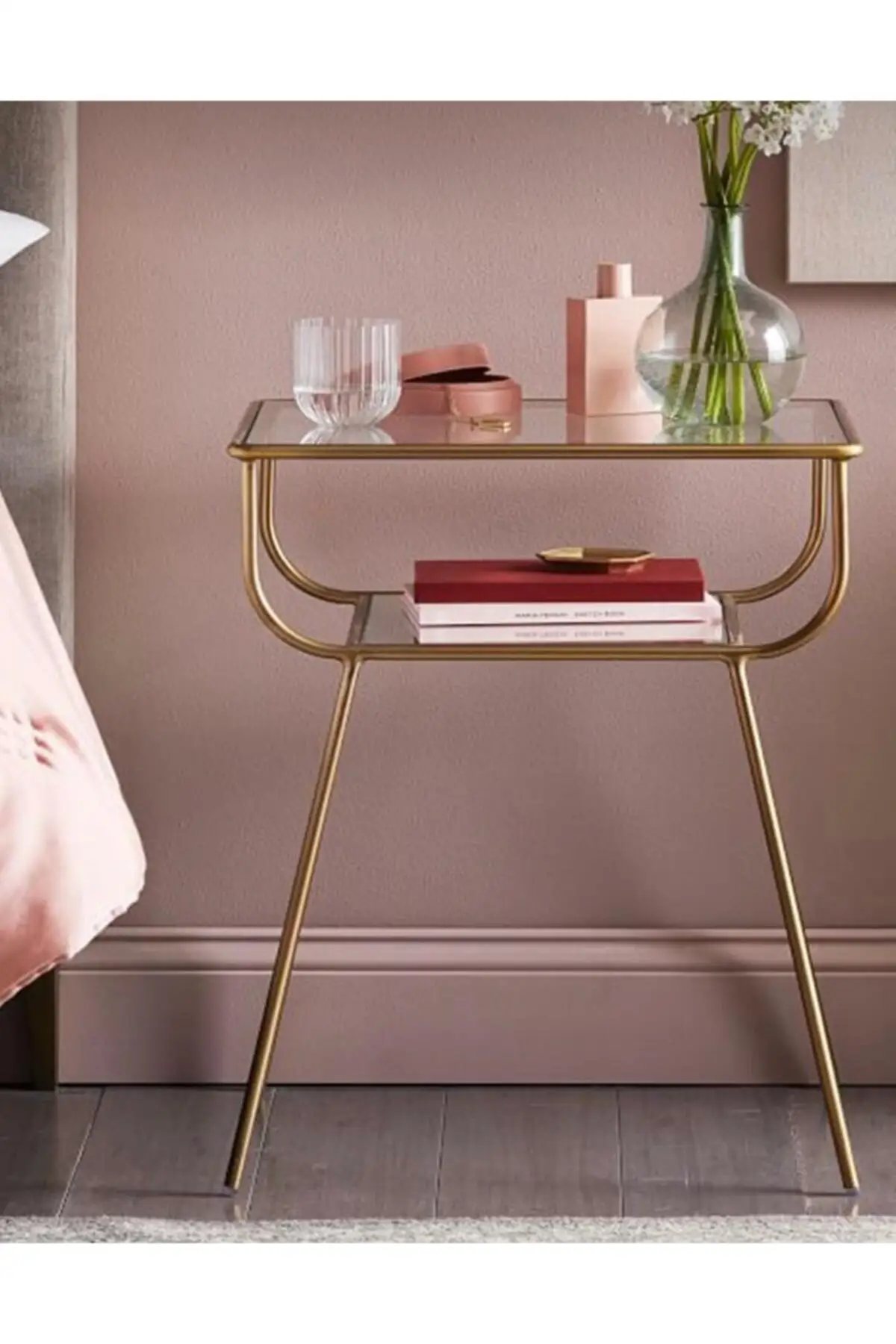 Vàng Kim Loại Gỗ Thiết Kế Kệ Kính Sofa Cao Cấp Mặt Bàn Nightstand Cà Phê Trang Trí Nhà Bắc Âu Phòng Ngủ Phòng Khách Tạp Chí