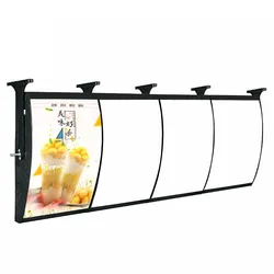 Hanging Style Curved Menu Light Boxes, Illuminated Poster Frame for Restaurant, Cafe Store, 4Graphics/Column
