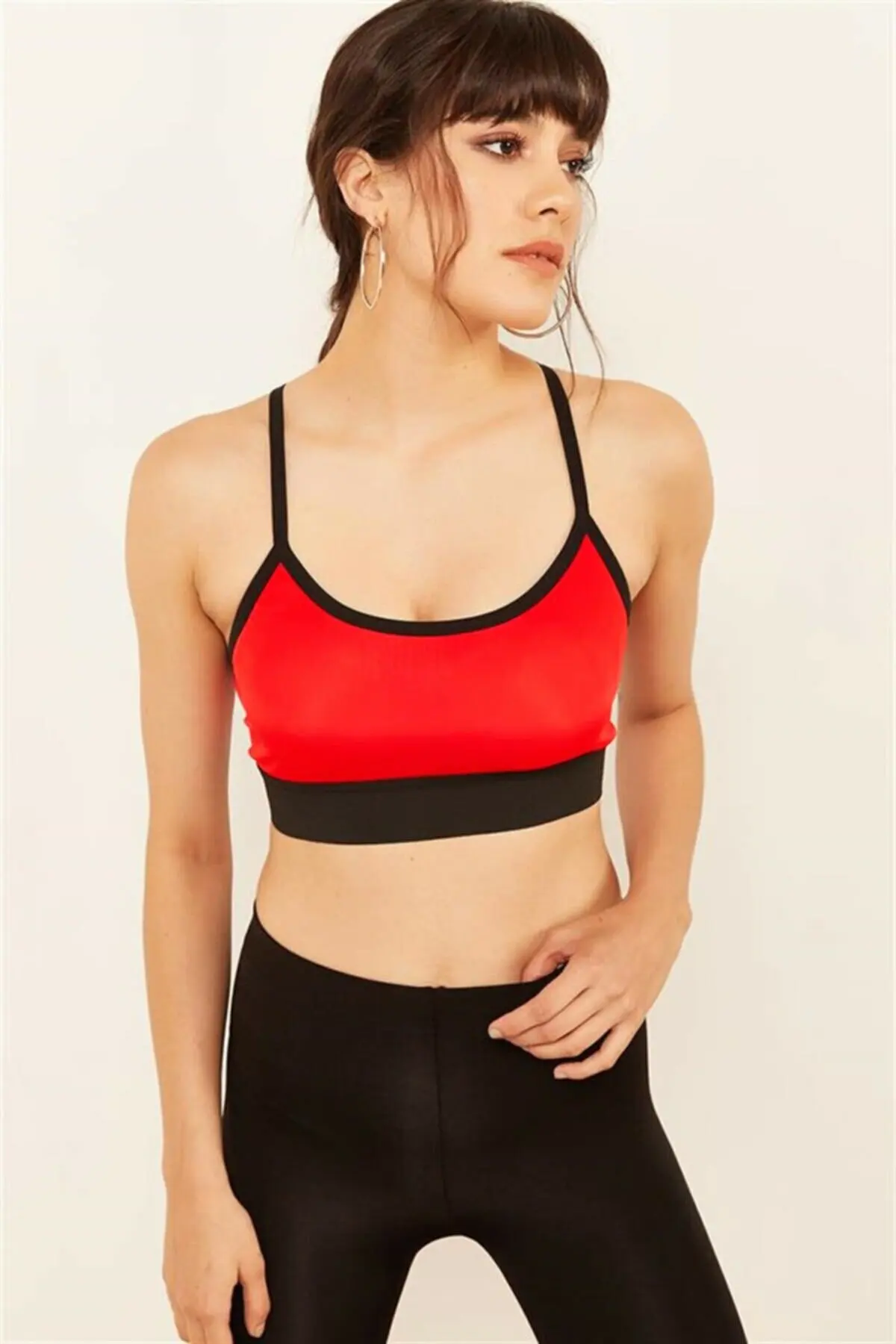 Women's Black Back Detailed Slim Fit Sports Bustier Fitness Yoga Running Tube Top Comfortable Stretch Sports Bra