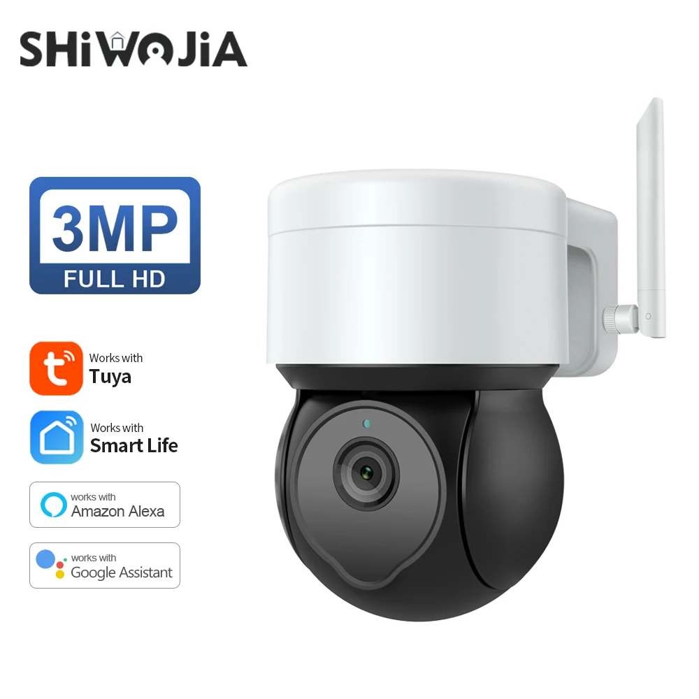 SHIWOJIA Wifi IP Camera 3MP Tuya Smart Wireless Mini Camera PTZ outdoor Auto Tracking Security ProtectionCCTV Video Surveillance