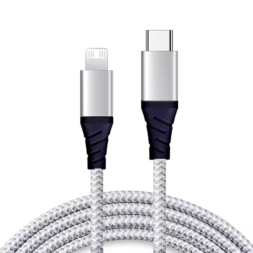 Usb cable type c to lightning COMPATIBLE cable iphone 12 usb c nylon braided fast charging data transfer cordon movil