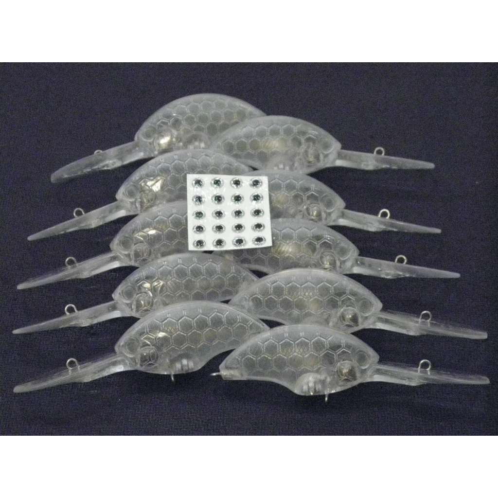 wLure 8.5cm 12g Blank Deep Diver Crankbait 10 per Pack Clear Lure body with Eyes 3-4 Meters Depth Fishing Bait UPC733