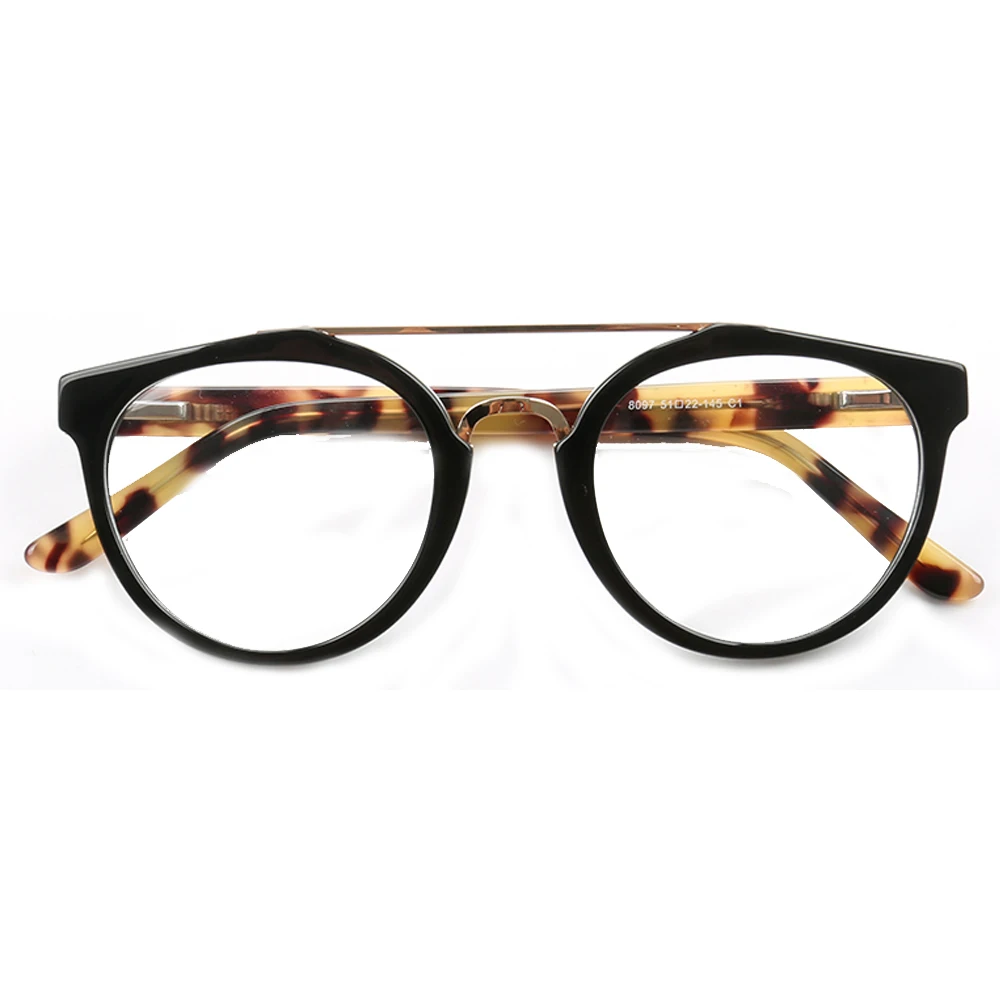 Kobiety okrągłe okulary ramka mężczyźni podwójny mostek oprawki do okularów lekki octan modne Vintage rama żółw oprawki do okularów — zdjęcie 3