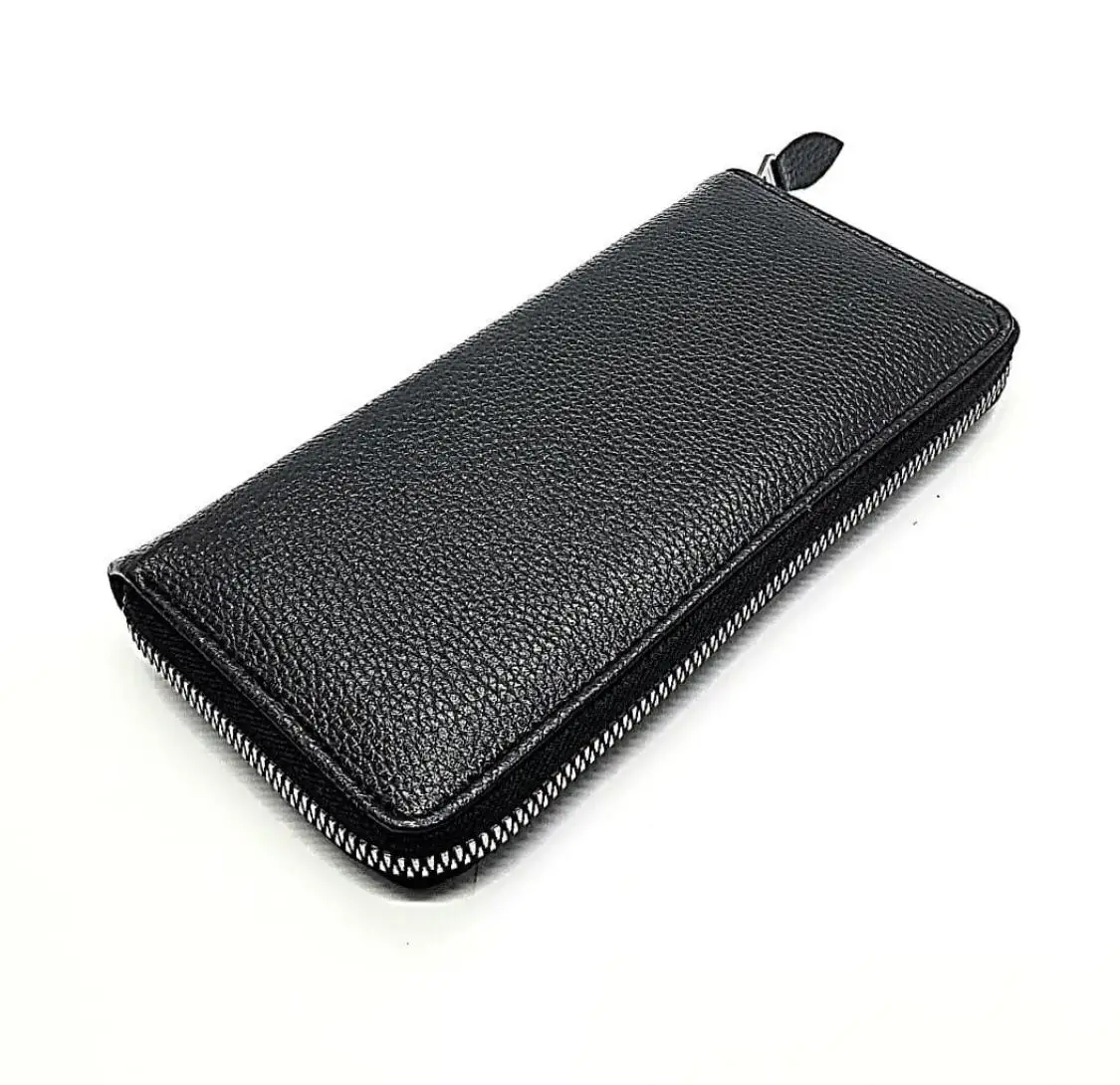 Zippered Phone Compartment Wallet Women Men Unisex Vegan Leather Card Wallet Different Color Options Black Navy Red Brown