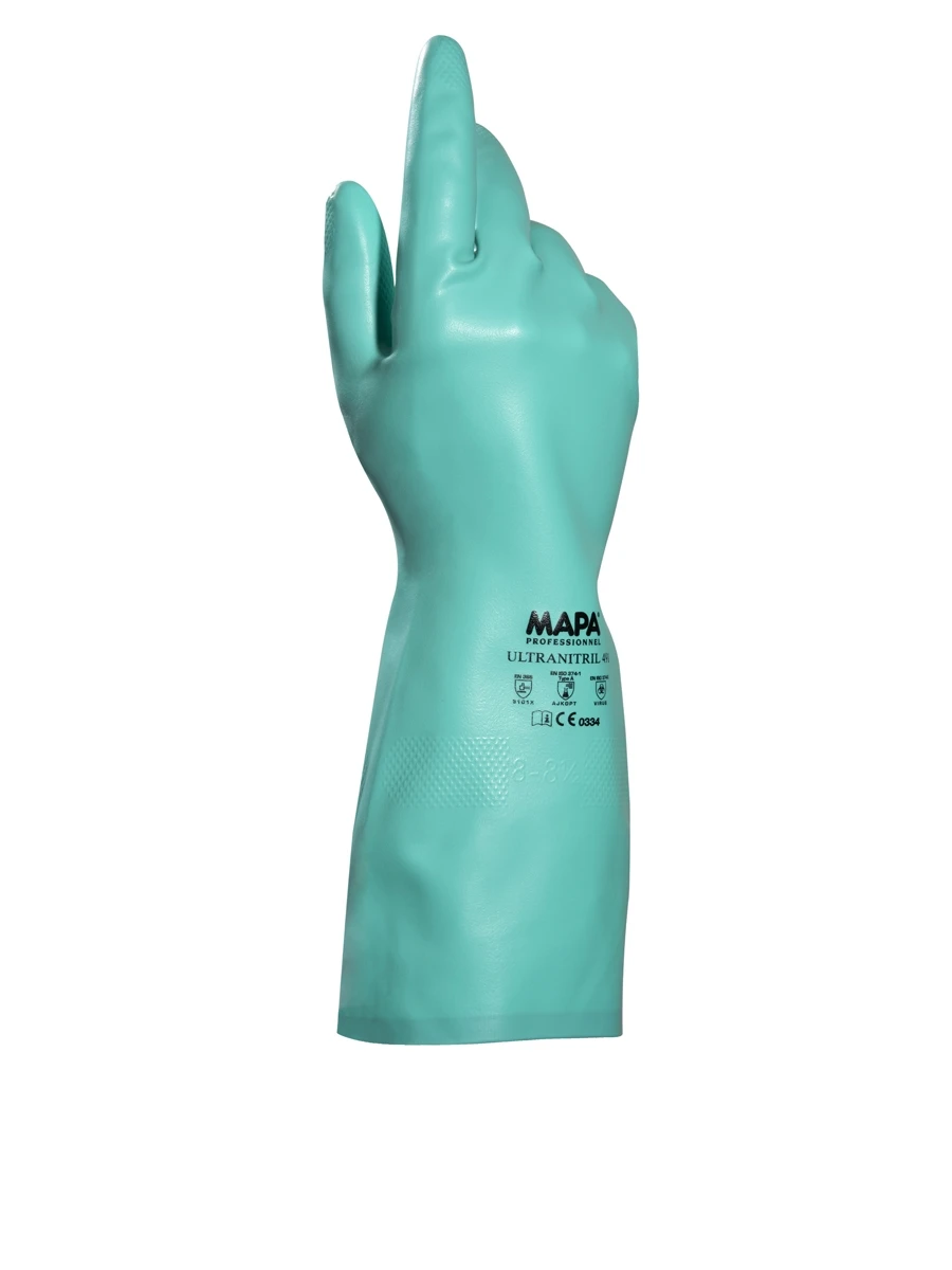 MAPA Ultranitril 491 Gloves 3 Pairs, Ultra long chemical protection gloves ,Machining / degreasing metals with hard solvents