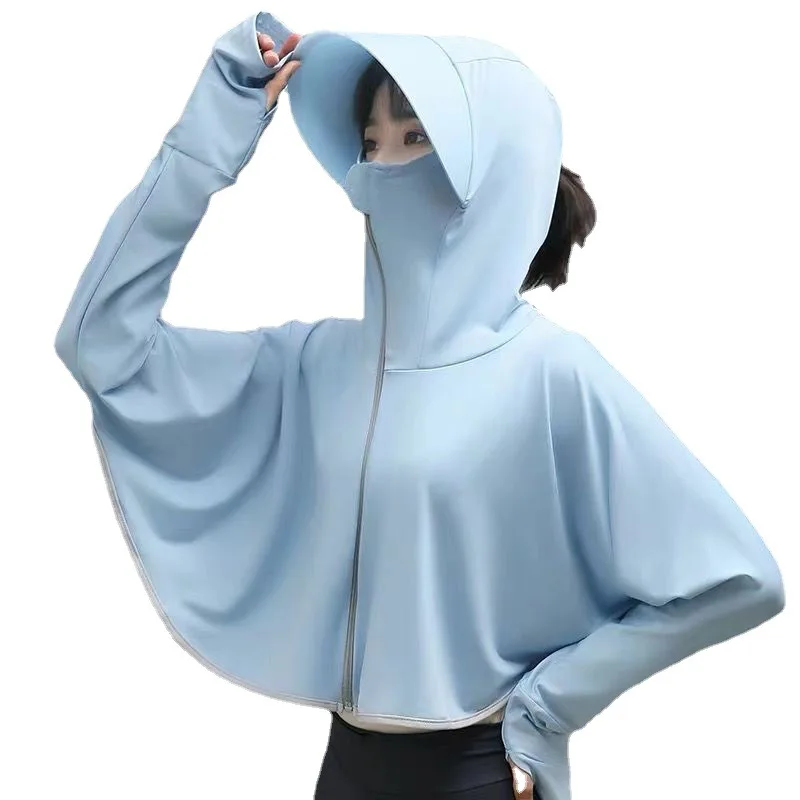 

Unisex Sunscreen Clothing With Brim Sun Protection Cloak Bicycle Cycling Anti-Uv Jacket Ice Silk Jacket Hooded Stand Collar Coat