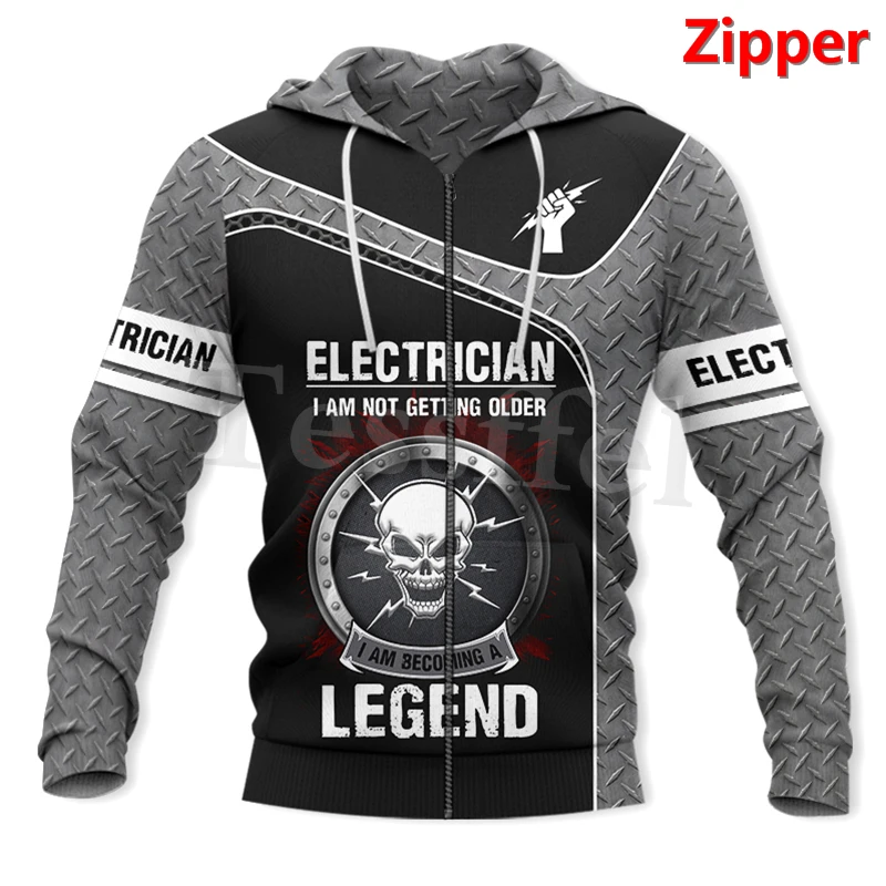 Tessffel eletricista trabalhador impressão 3d 2021 nova moda legal moletom harajuku zíper hoodies casuais streetwear estilo-5