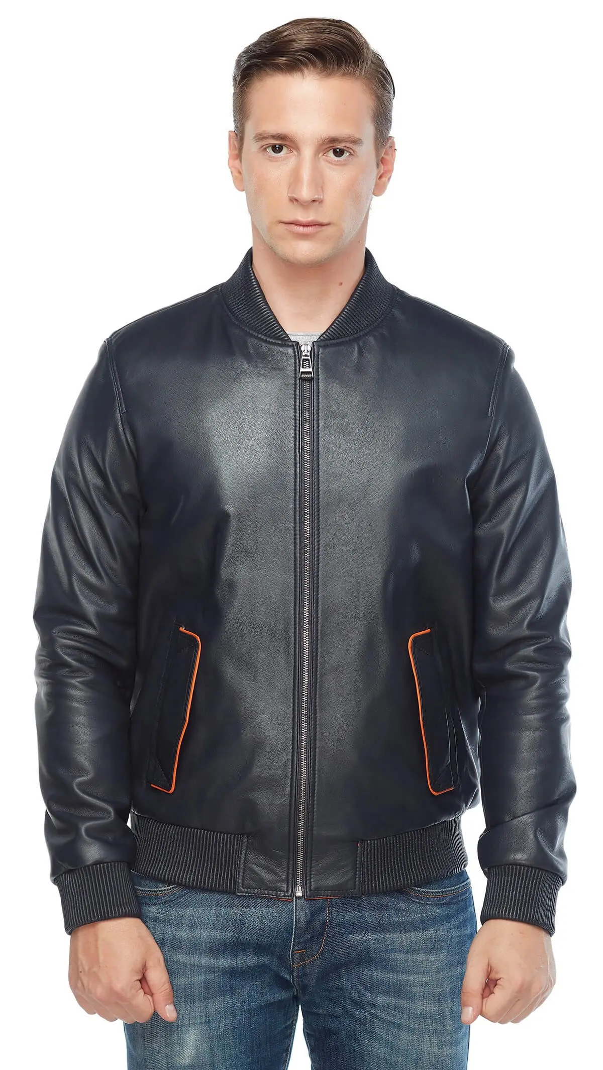 Màu Xanh Hải Quân Garnili Nam Da Thật Chính Hãng Da Phối Orjinal Da Cừu Thu Đông 2022 Biker Slim Size Lớn VintageTürkiye