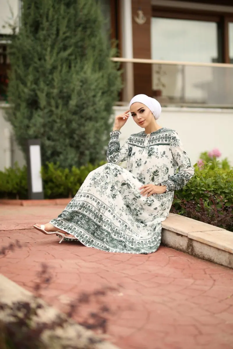 Long Dress Muslim Robe For Women Patterned Dresses Muslim Clothes Garment Hijab European Clothes Abaya Robe Femmes 3abaya Turkey