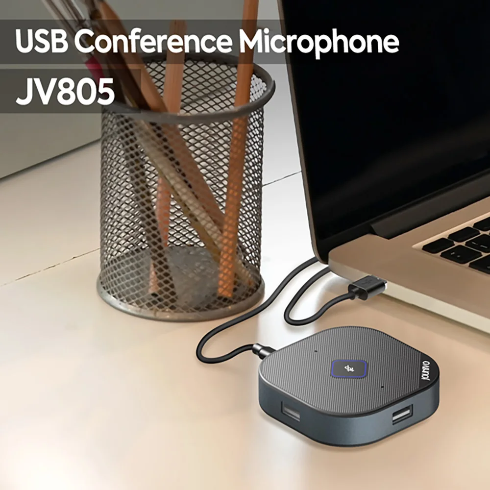 USB Conference Microphone with 3-Port Hub for Video Calls, Meetings & Streaming – Crystal Clear Audio, Plug & Play, Noise Cancel