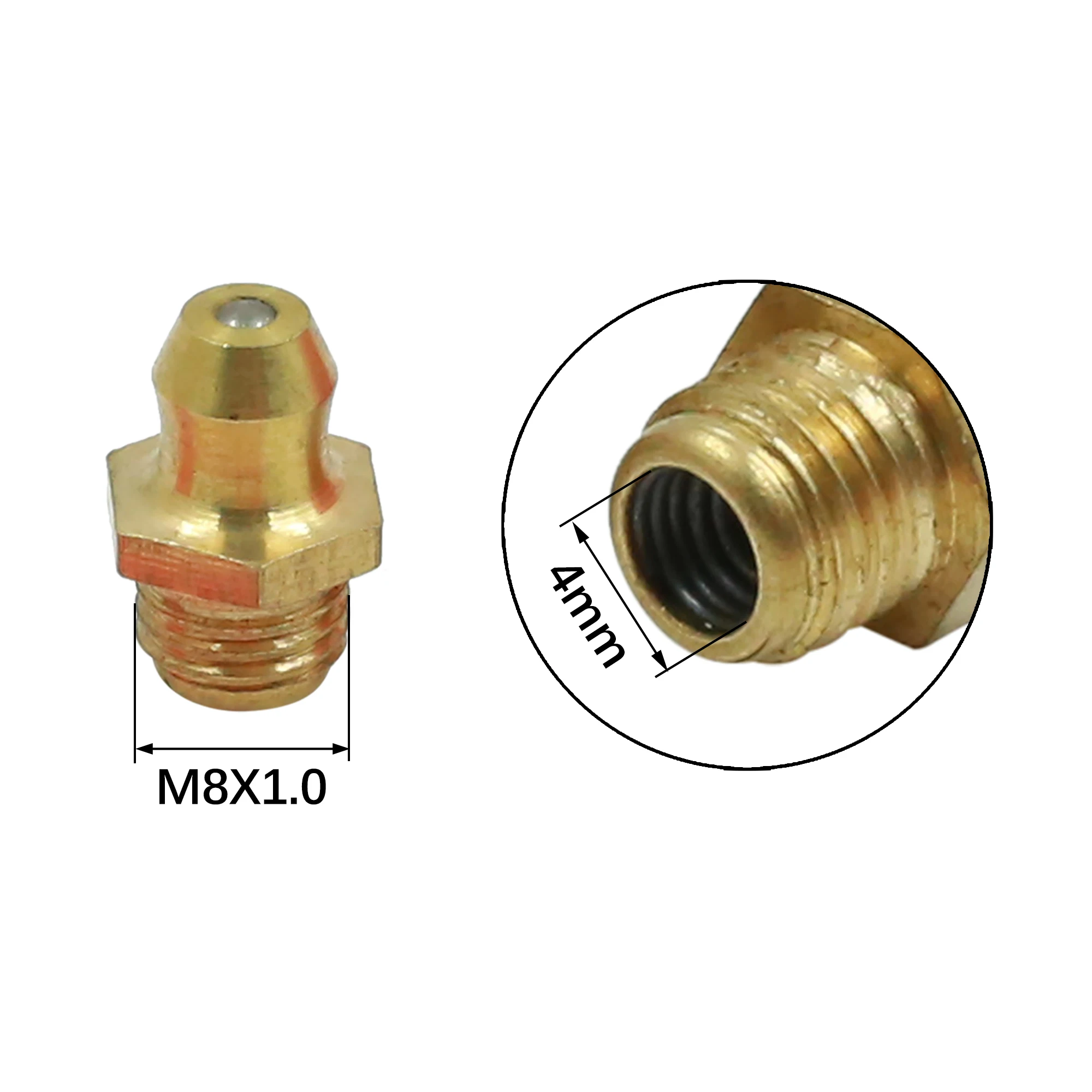 Uxcell M8 Brass Thread Straight 45/90 Degree Angle Grease Nipple Fittings Kit Zinc Plated Iron Grease Nipple