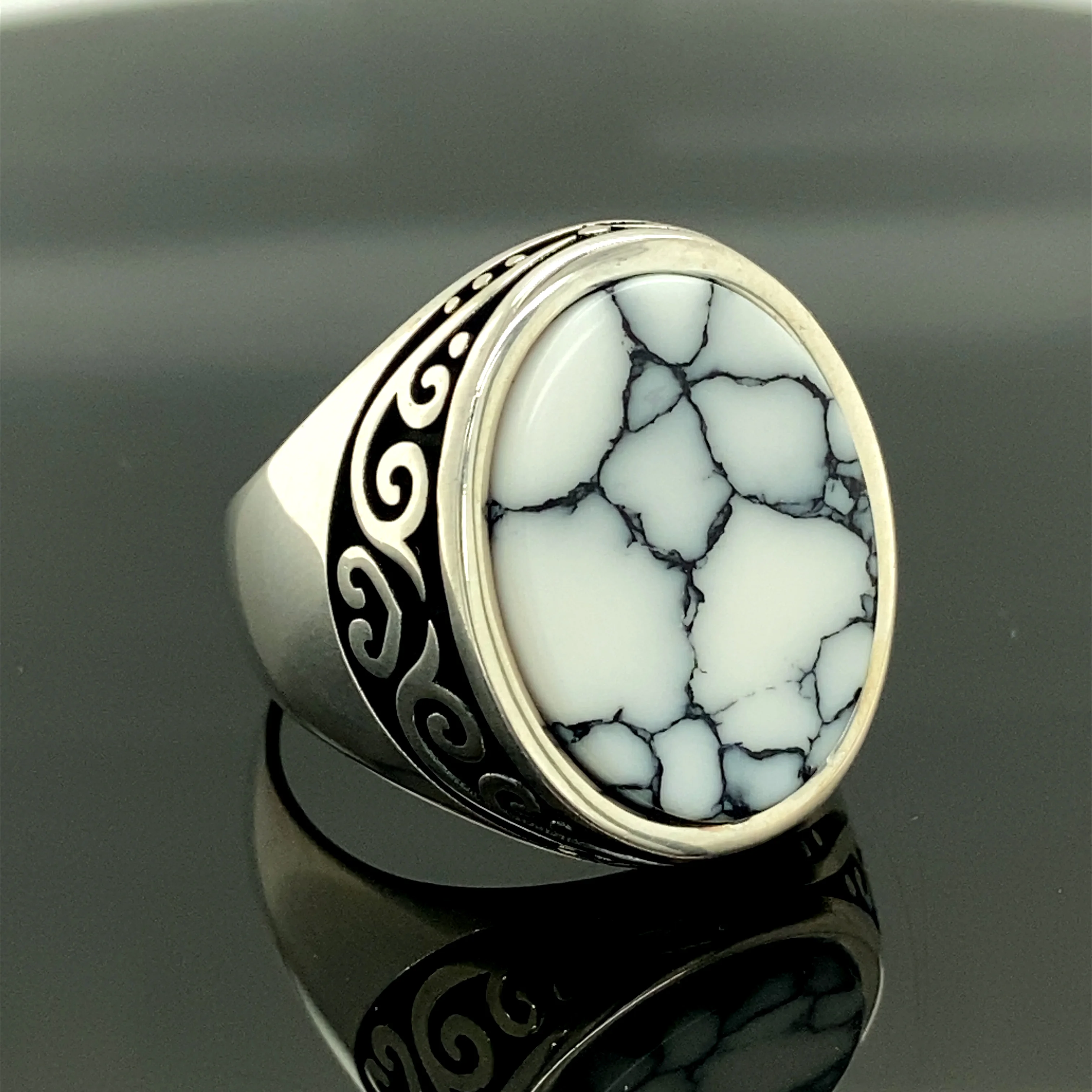 Signet Turquoise Ring, Silver Turquoise Stone Ring, Ottoman Jewelry Handmade Ring