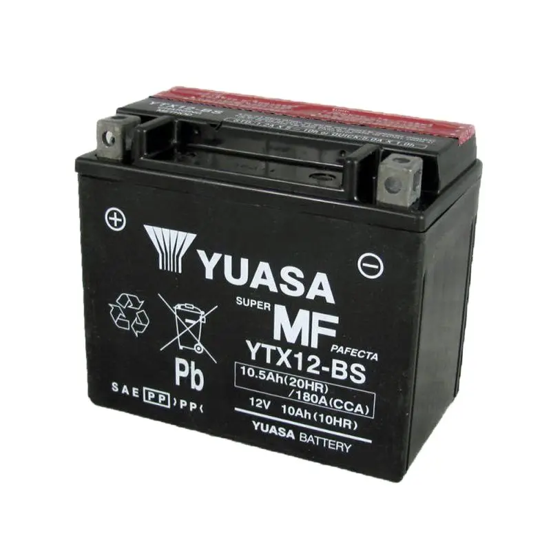 YUASA YTX12-BS 12V 10Ah battery. Battery for motorcycle, quad, scooters, jet ski, boats. Motorcycle battery 12V Rechargeable