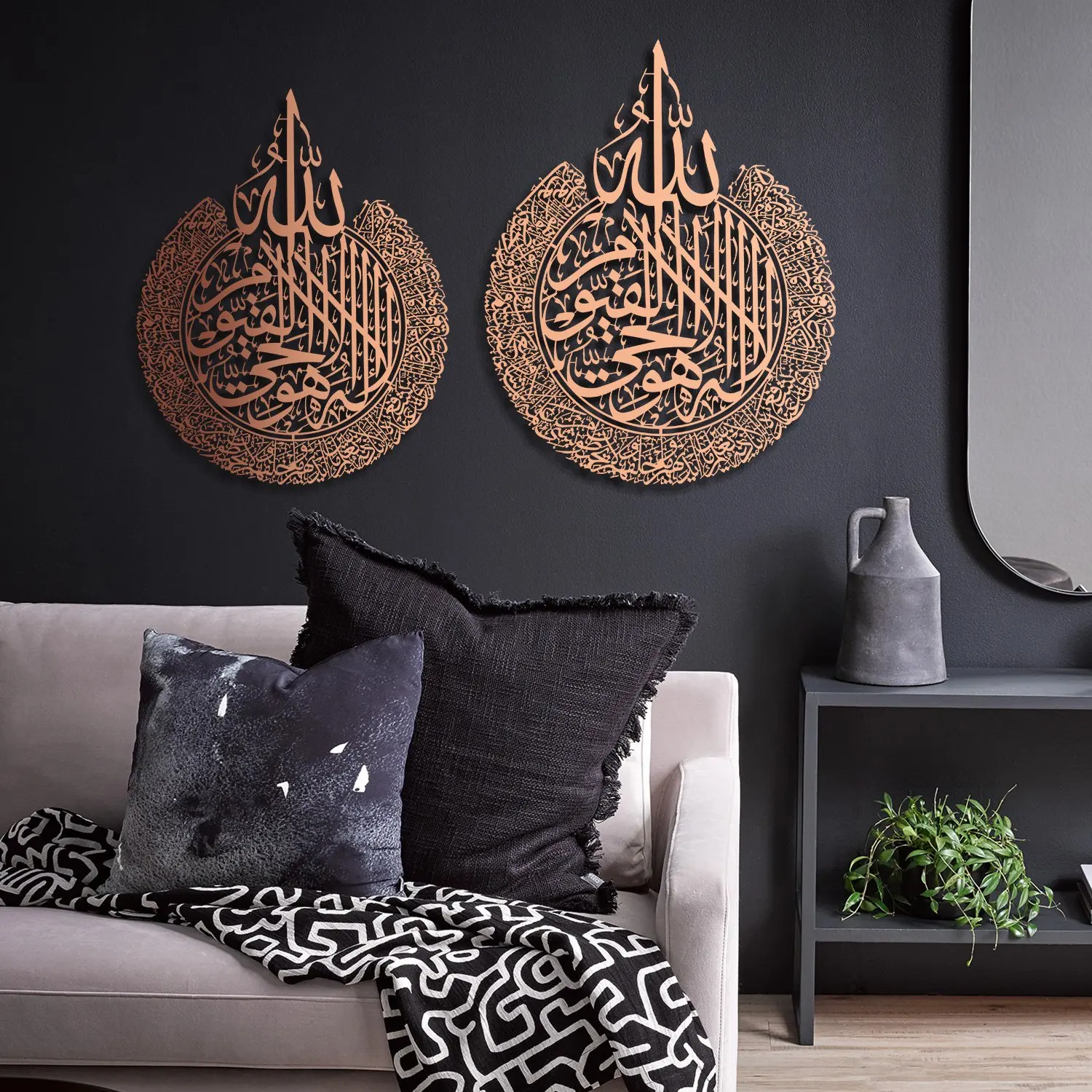 Islamic Art Ayatul Kursi Calligraphy Hanging Frame Arabic Letters Metal Home Decor Design Muslim Decoration Gift Free Shipping