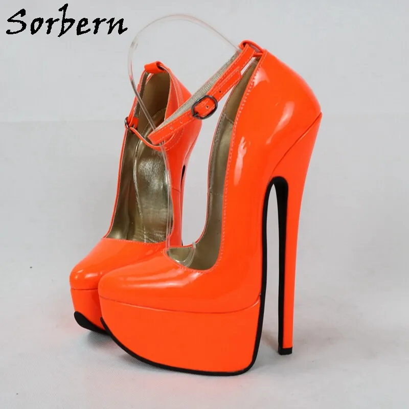 Sorbern Neon Yellow Shoes Pointed Toe Platform 20Cm Fetish High Heel Ankle Strap Sissy Boy Sm Art Performance Shoe Multi Color