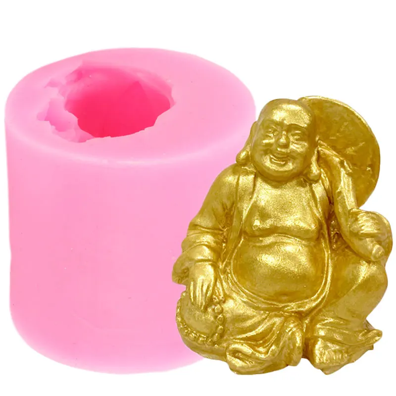 3D Maitreya Buddha Statue Candle Silicone Mold Resin Epoxy Decoration Chocolate Fondant Mould Wax Gypsum Crafts Making Moulds