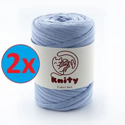 Knity 2 Pieces T-Shirt Combed Yarn Cloth Fabric Strip for Knitting Blanket Carpet Bag Basket Tape Crochet Craft Tshirt Cotton