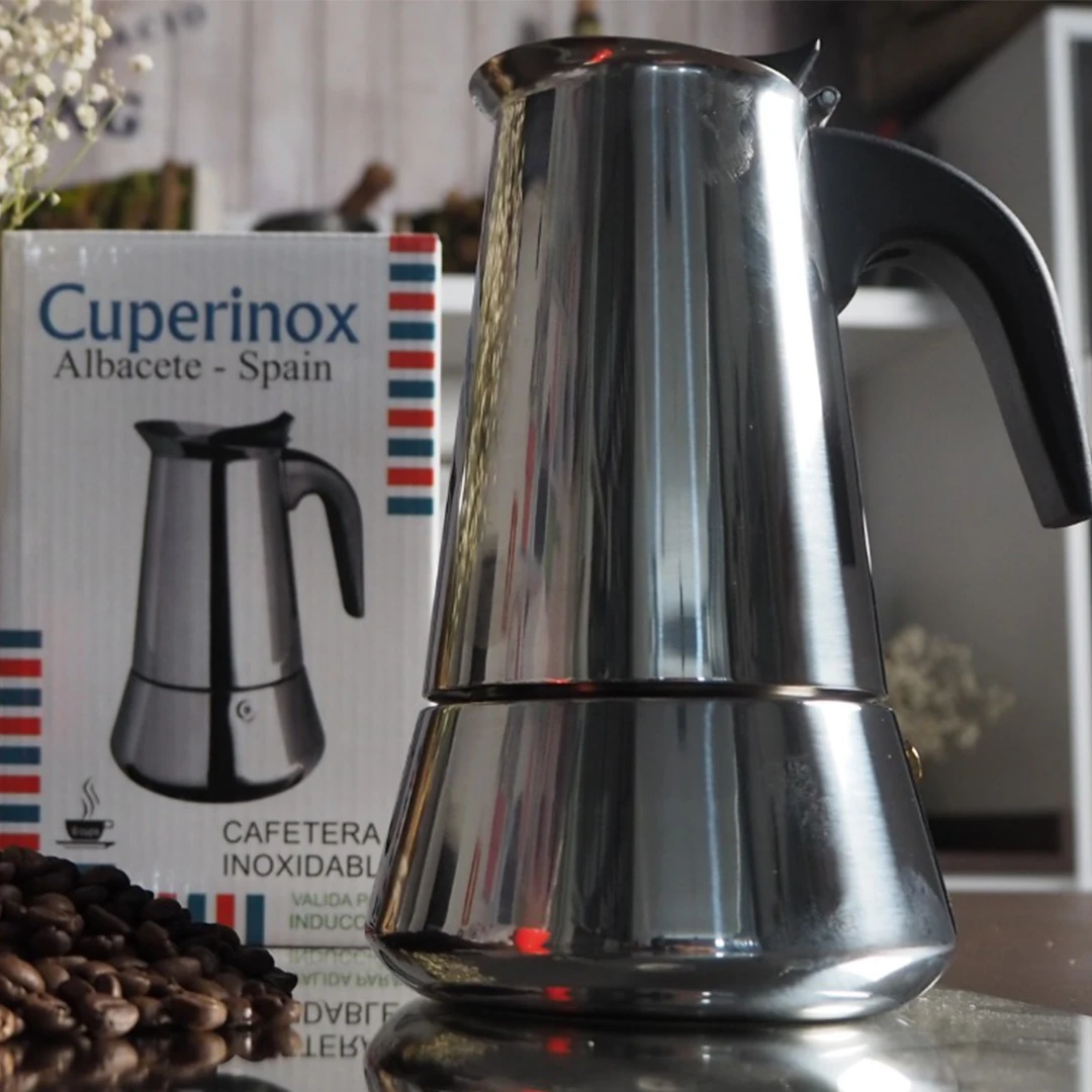 Итальянская Кофеварка CUPERINOX, 10 чашек | Итальянская Индукционная Кофеварка | Итальянская Кофеварка из нержавеющей стали | Ручка от горения | Предохранительный клапан