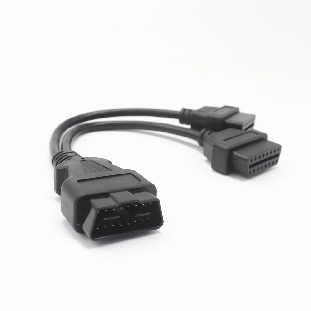 OBD2 16 Pin Extension Splitter Male Naar Dual Vrouw Y Splitter Connector Kabel