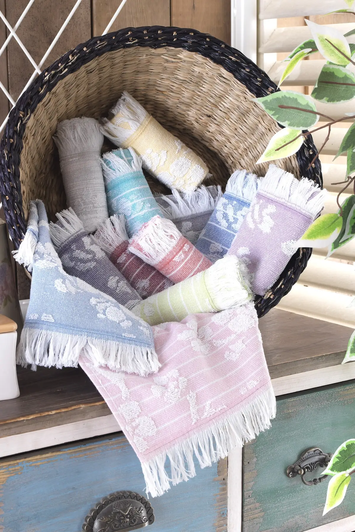 Emboss Cotton 12 Li Hand Towel Set 30x50 cm